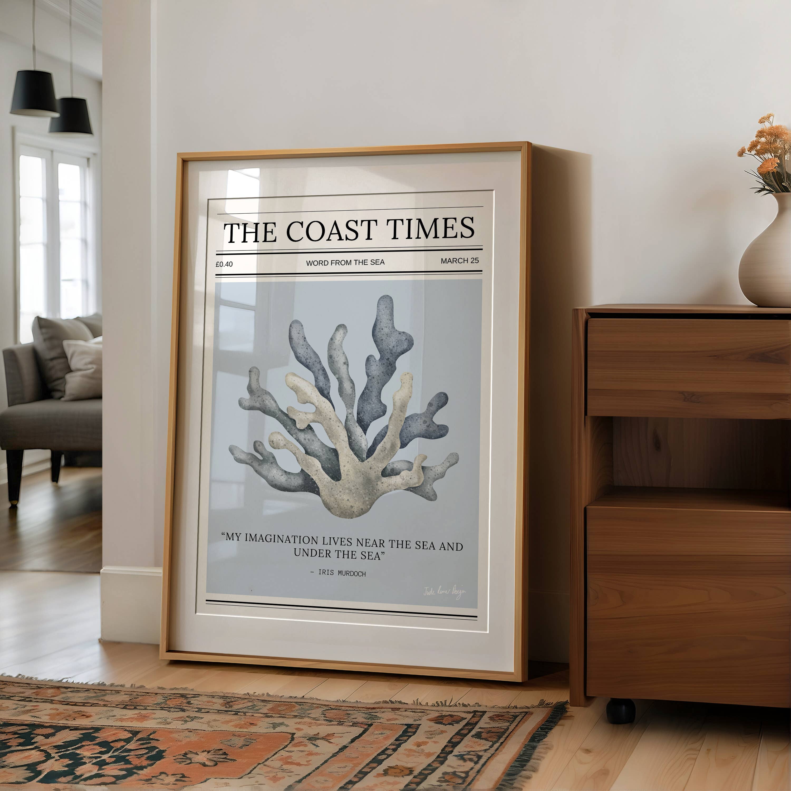 Coastal Typography Print - The Coast Times: A3