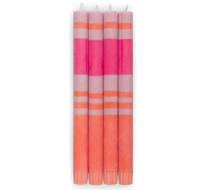 Striped Orange Flame, Venetian & Neyron Eco Dinner Candles, EACH