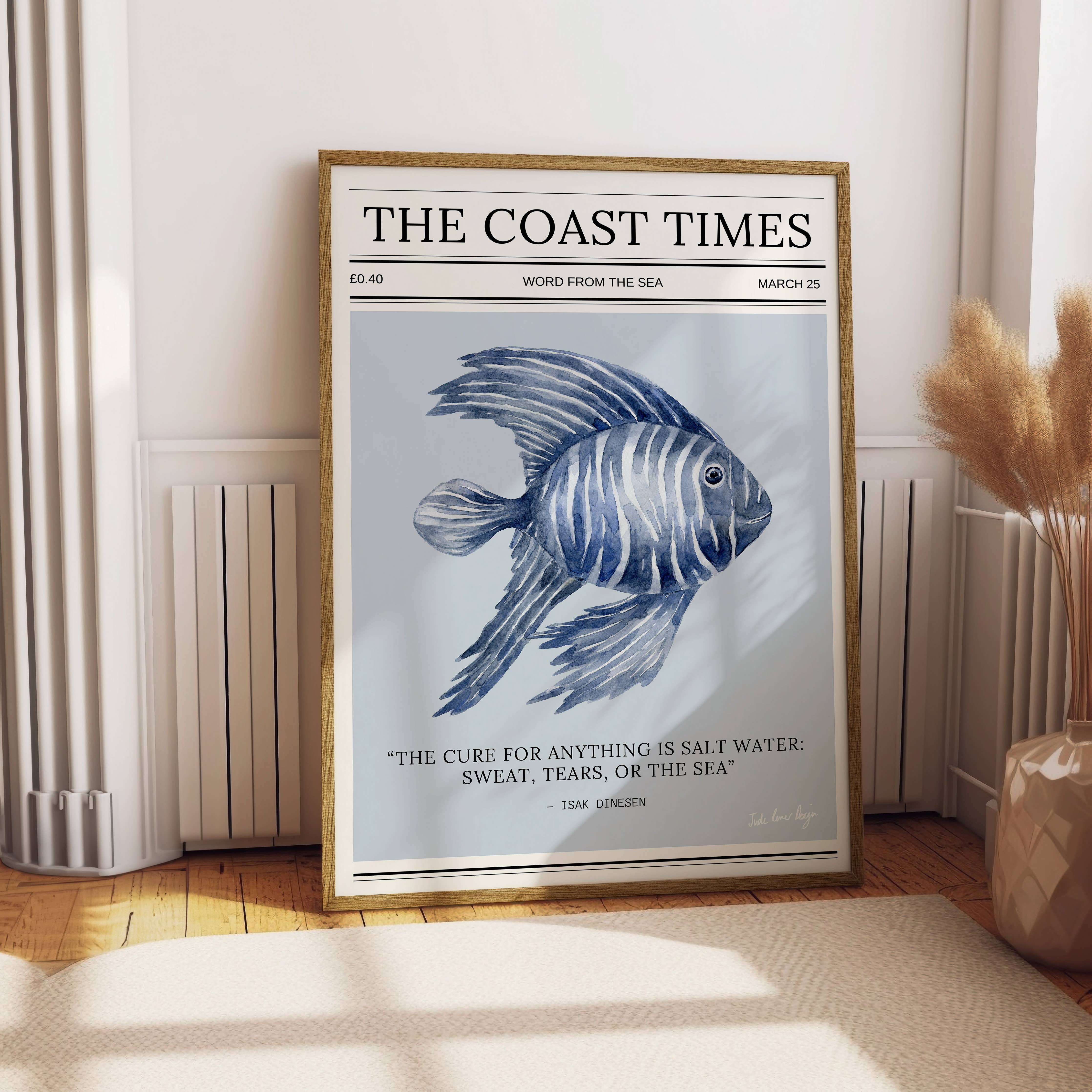 Coastal Typography Print - The Coast Times: A3