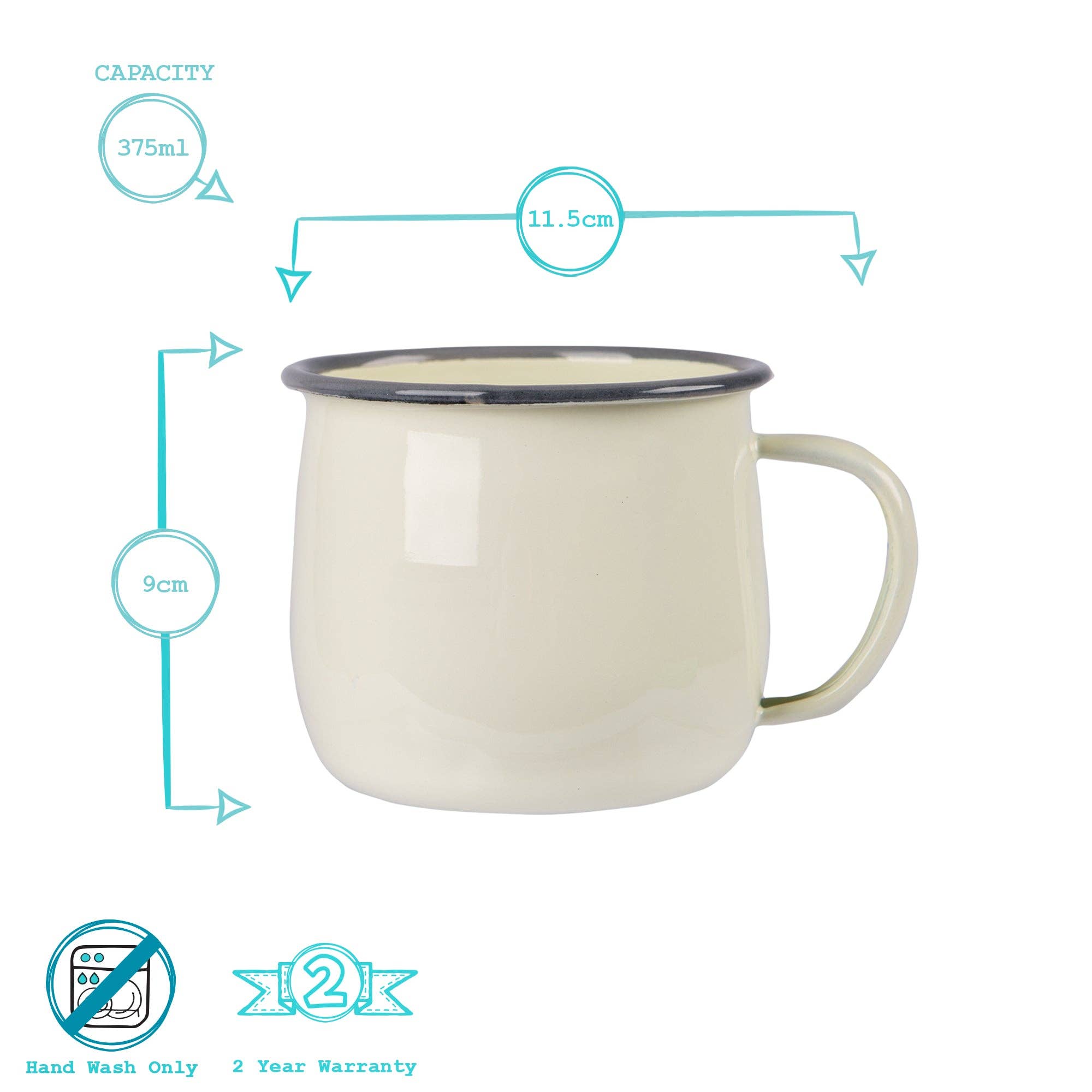Argon Tableware Coloured Enamel Belly Mug - 375ml - Cream