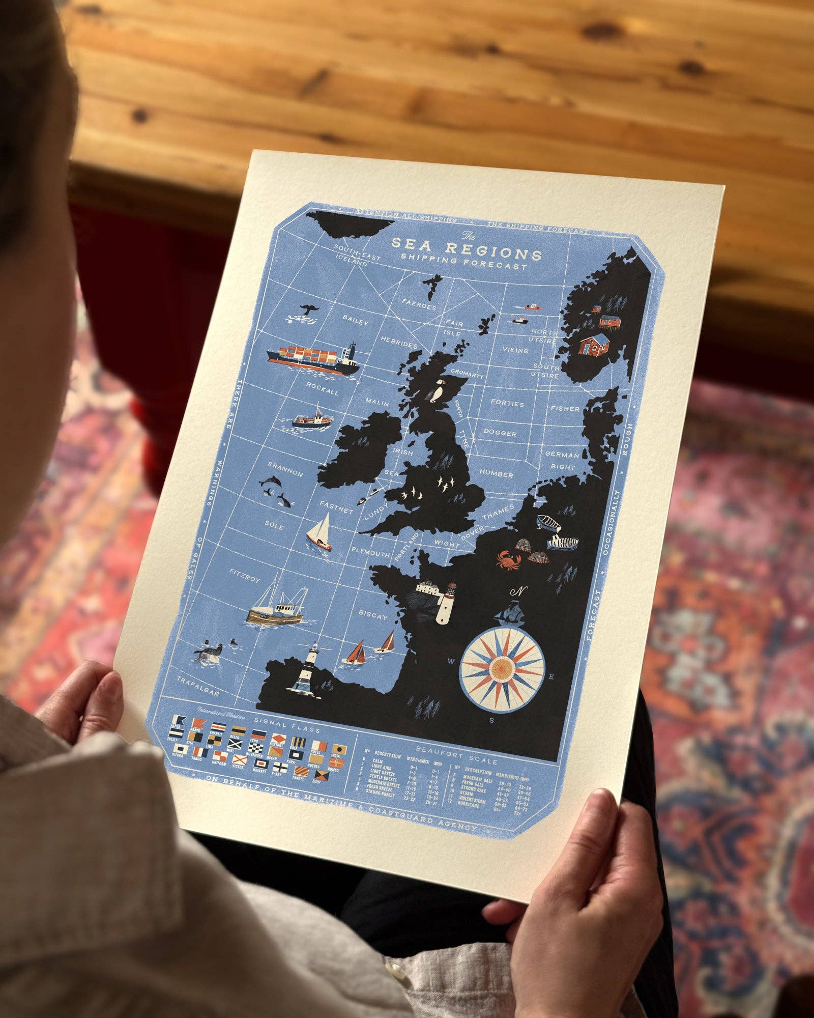 The Sea Regions of the United Kingdom A3 Map Print: Print Only