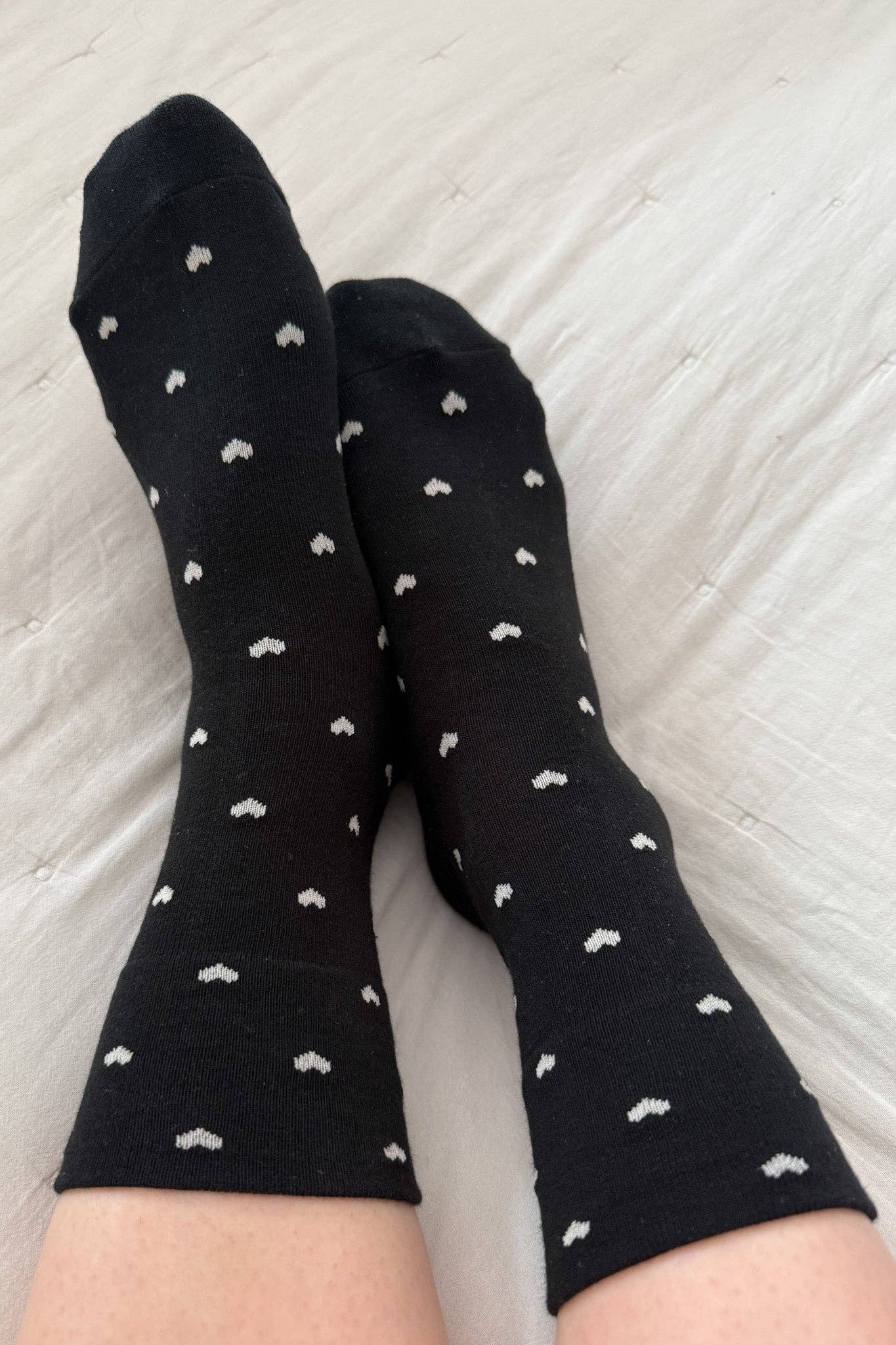 Patterned Sneaker Socks (wholesale): POLKA DOT - CREAM/RED