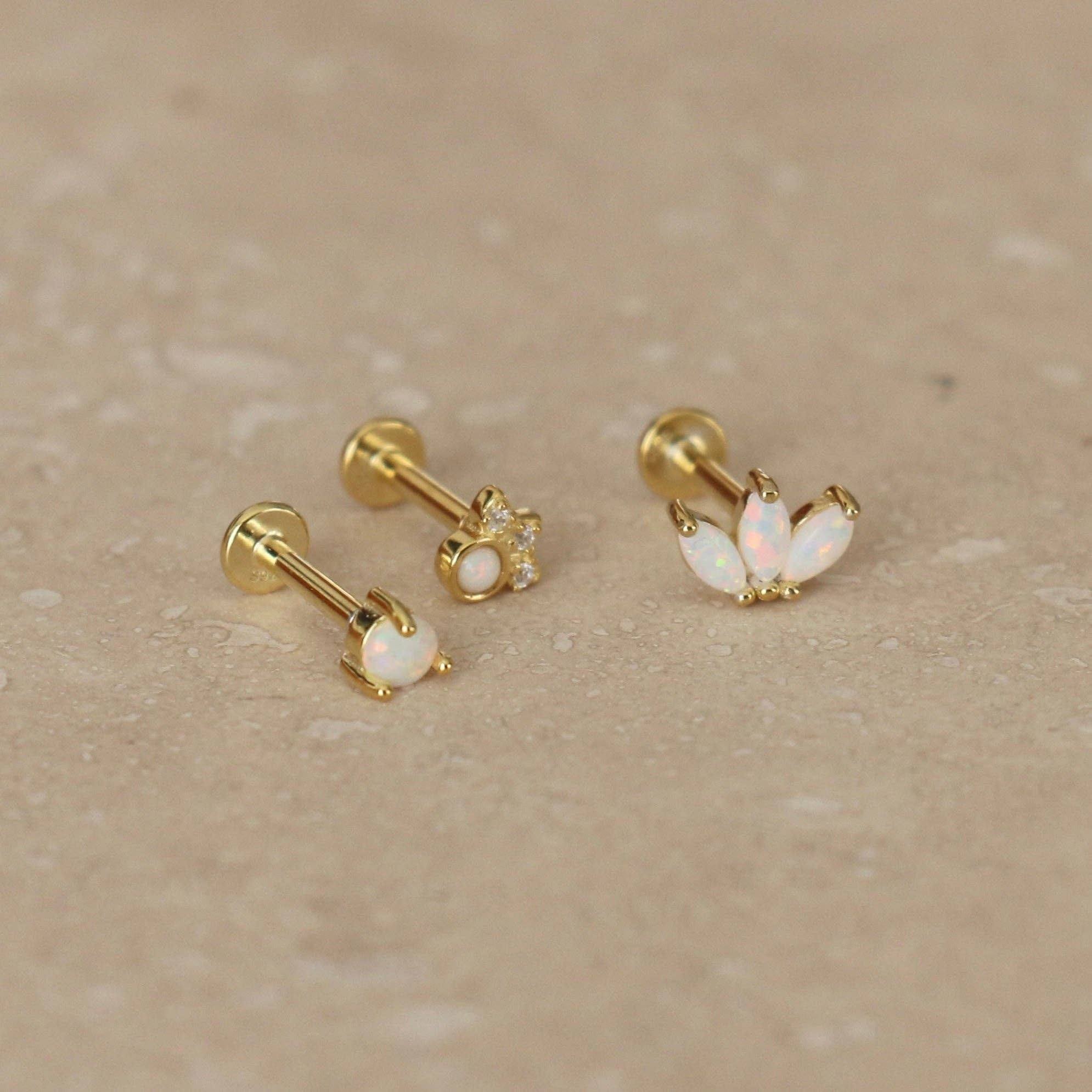 Gold Opal Labret Single Stud: Jewelled Opal