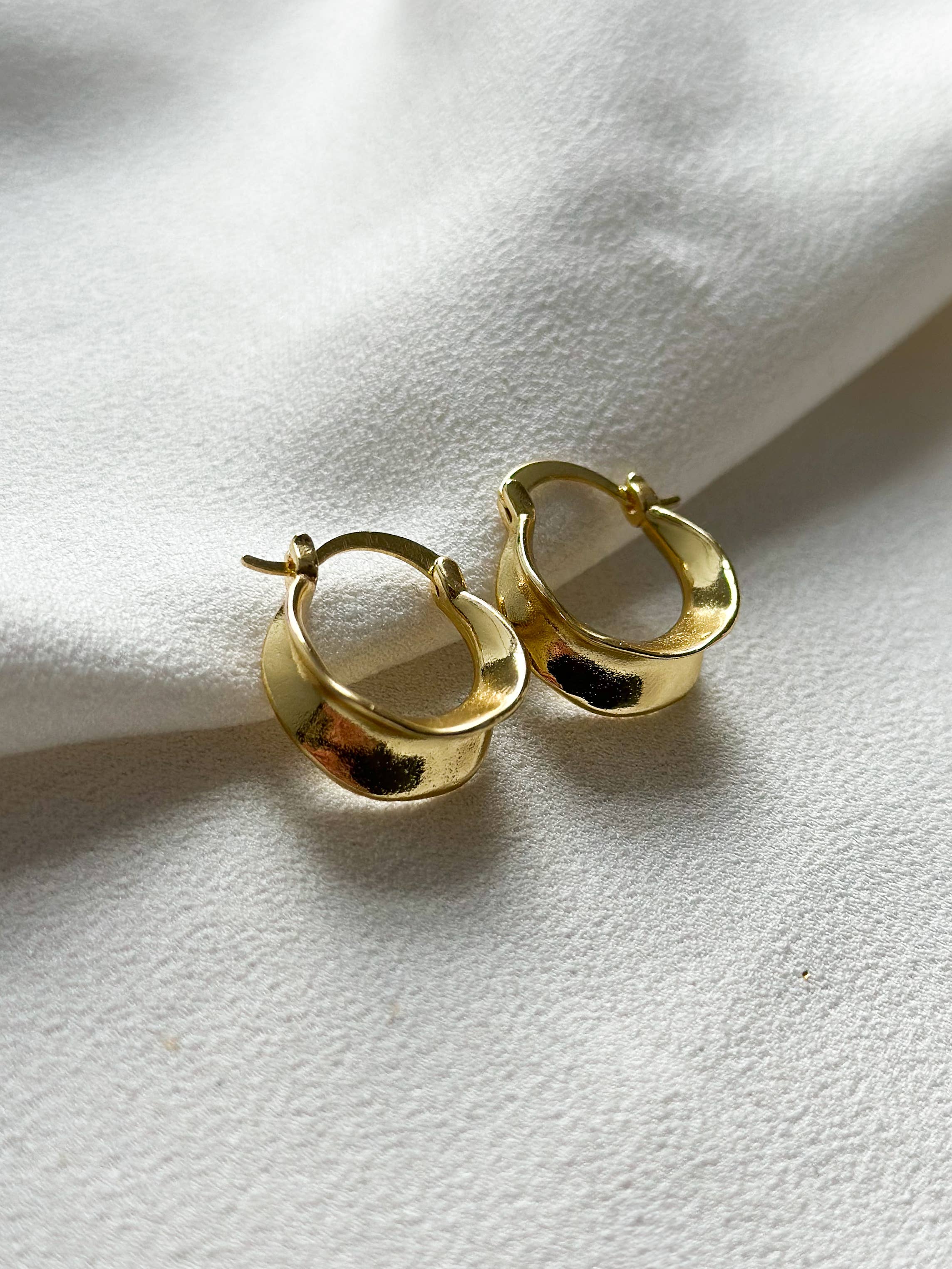18k Gold Plated Folded Hoop Earrings