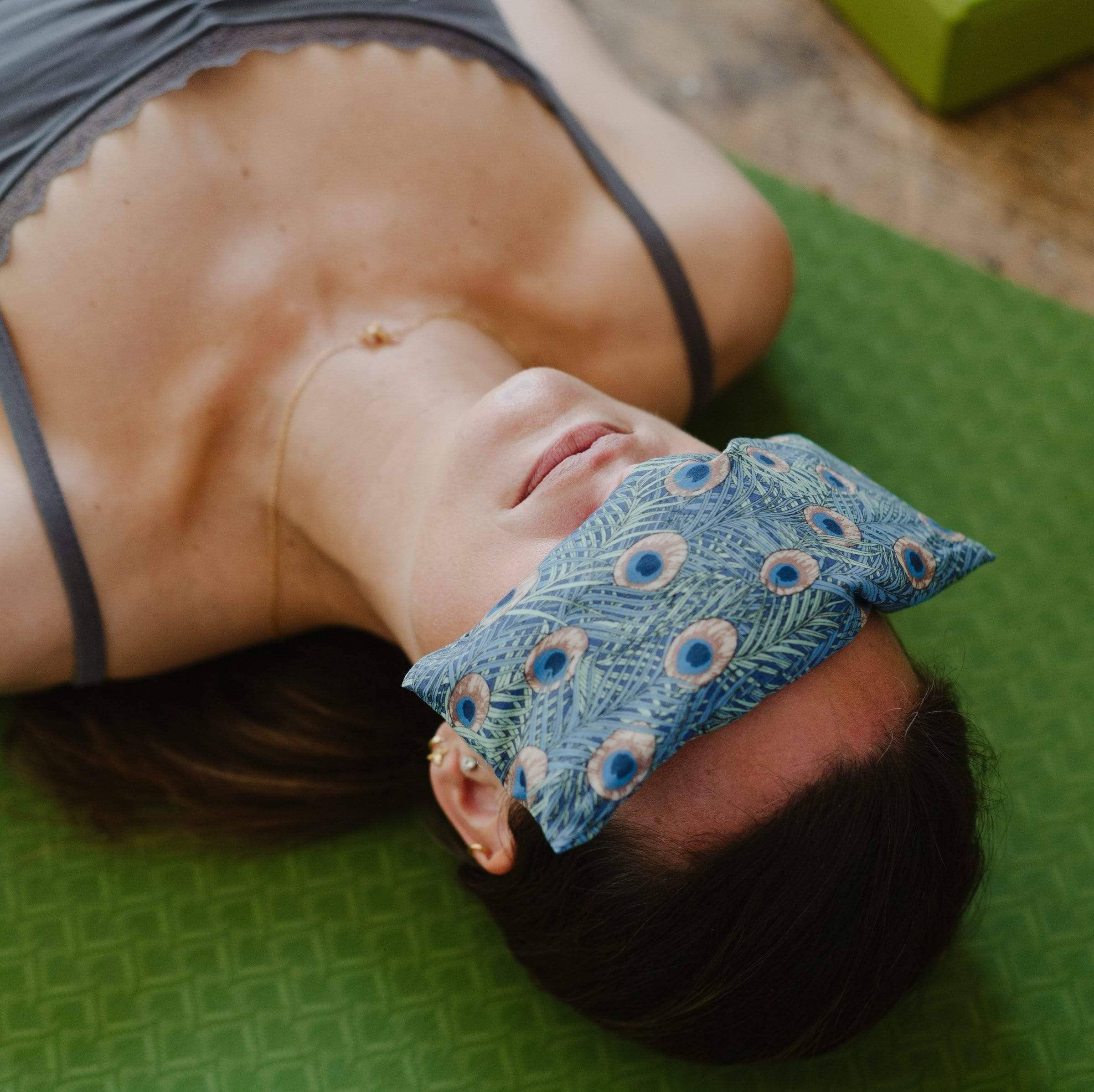 Relaxation Lavender Eye Pillow Green Garden Pattern