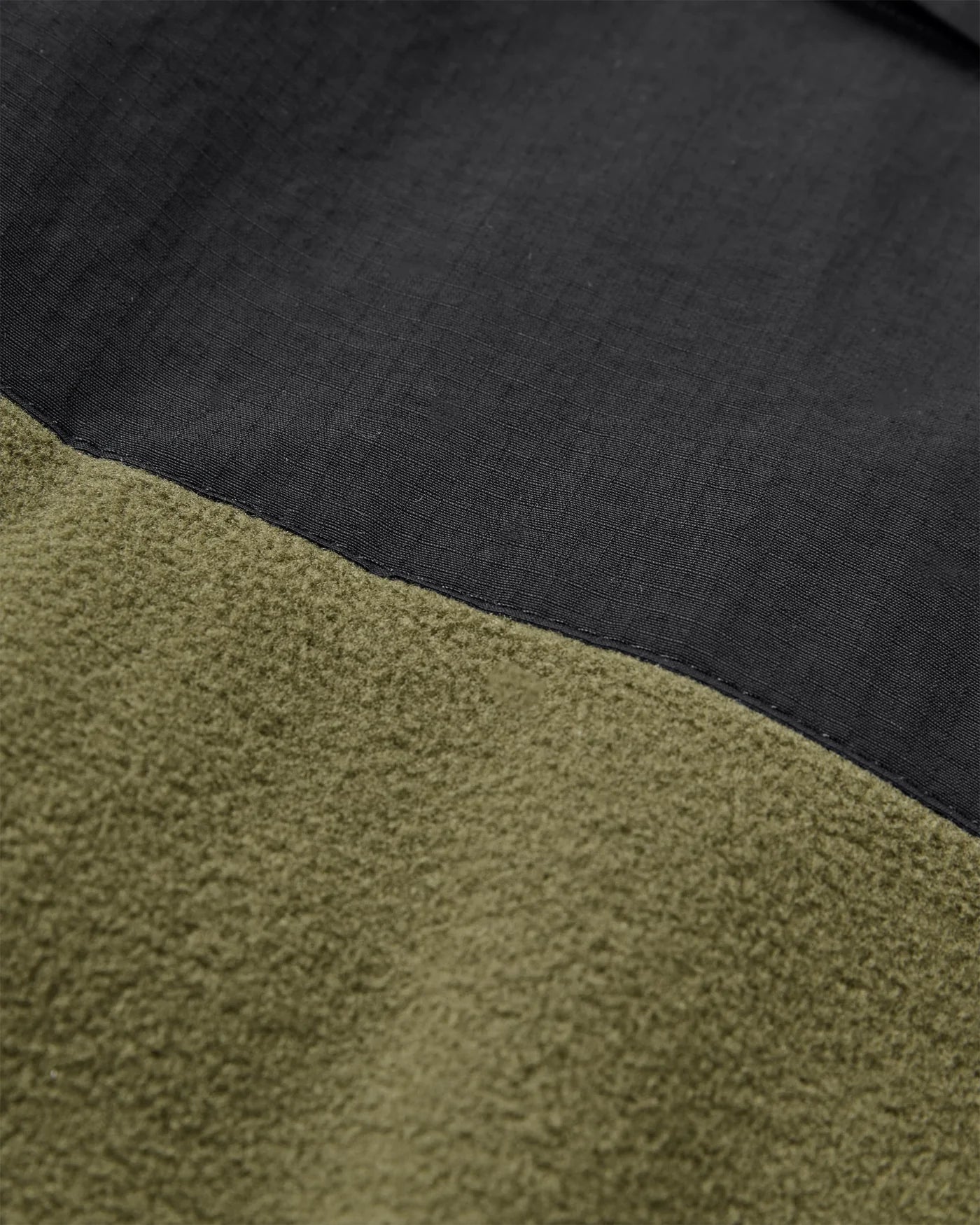 Woodland Hooded 1/2 Zip Recycled Polar Fleece Black/Khaki