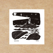 Mumbles Lighthouse Print Black + White