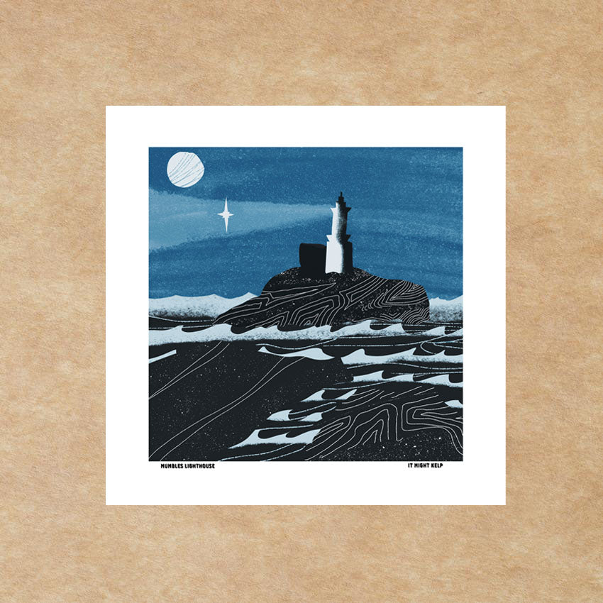 Mumbles Lighthouse Print Colour
