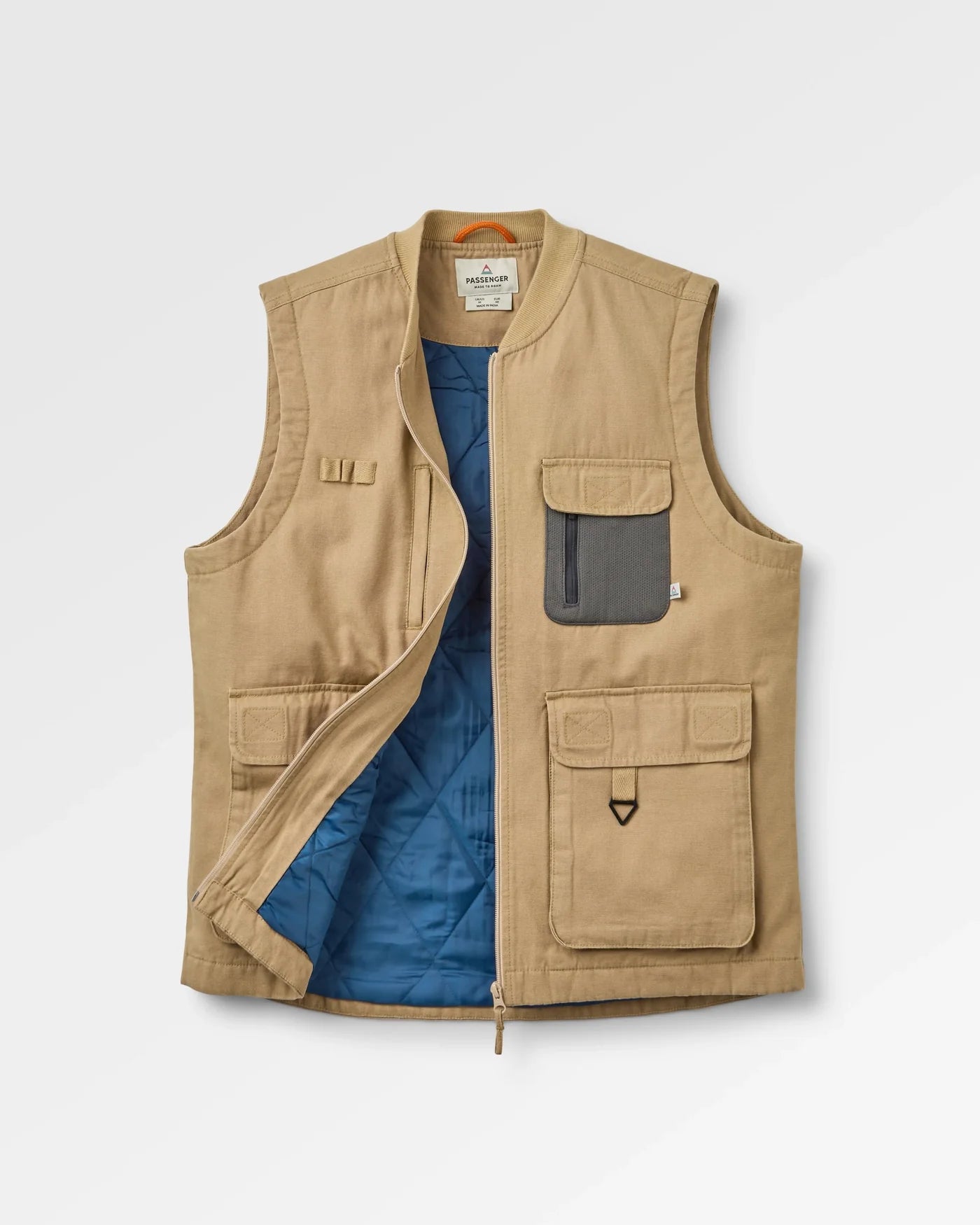 Explorers Organic Cotton Canvas Vest Stone